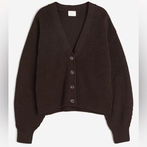 H&M Rib-Knit Brown Cardigan